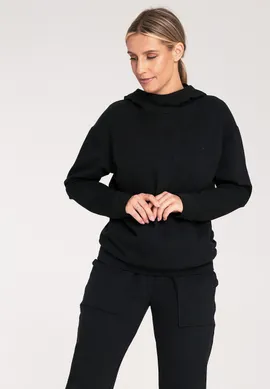 Bluza damska z kapturem - czarna bluza damska M1034 rozmiar L