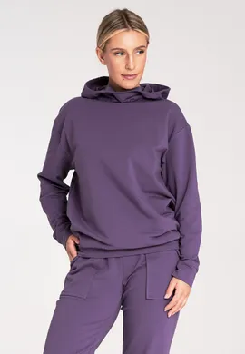 Bluza damska z kapturem - fioletowa bluza damska M1034 rozmiar L