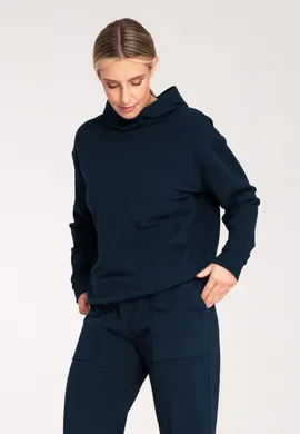 Bluza damska z kapturem - granatowa bluza damska M1034 rozmiar L