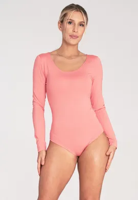 Dopasowane body damskie - body damskie koralowe  - M1038 rozmiar L