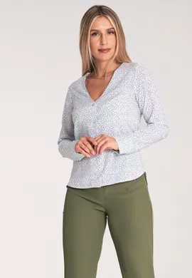 Elegancka bluzka damska - wzorzysta bluzka w drobny wzór - M1047 rozmiar L
