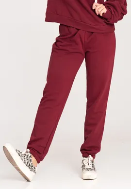 Joggery damskie dresowe - Damskie spodnie dresowe - bordowe spodnie dresowe M1056 rozmiar L