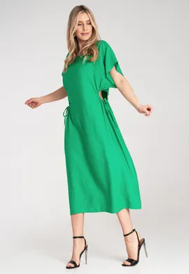 Luźna sukienka elegancka - Prosta elegancka sukienka midi - Zielona sukienka M1183 r. Uniwersalny