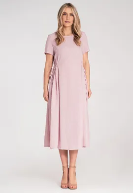 Elegancka sukienka koktajlowa - Sukienka koktajlowa - Różowa sukienka M1184 r. Uniwersalny