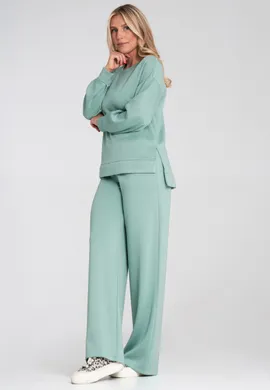 Elegancki dres damski - Komplet bluza i spodnie - Miętowy M1250 r. L