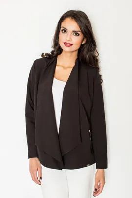 Marynarka oversize damska - Lużna marynarka damska bez guzików czarna M435 rozmiar M