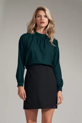 Elegancka zielona bluzka damska z długim rękawem M730 rozmiar L