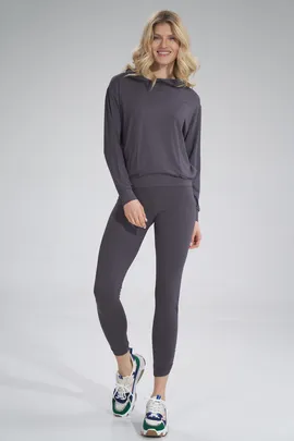 Legginsy damskie sportowe - legginsy z wysokim stanem szare M773 rozmiar XL