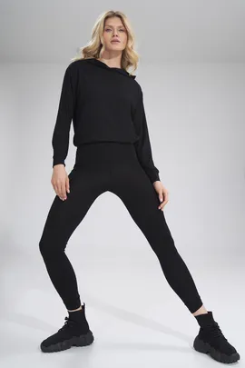 Legginsy damskie sportowe - legginsy z wysokim stanem czarne M773 rozmiar L
