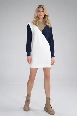 Sukienka bluza dresowa w trzech kolorach ecru-beż-granat - M777 rozmiar S/M