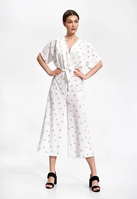 Błękitny kombinezon kimono - kombinezon luźny - biały ecru M863 rozmiar L/XL