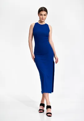 Niebieska elegancka sukienka maxi bez rękawów - M864 L