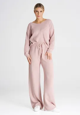 Komplet sweterkowy dres - sweterkowy komplet różowy M986 rozmiar Uniwersalny